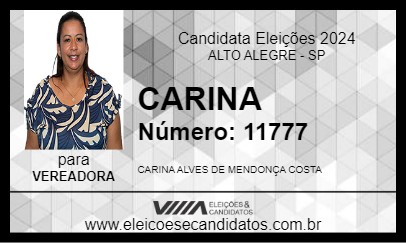 Candidato CARINA 2024 - ALTO ALEGRE - Eleições