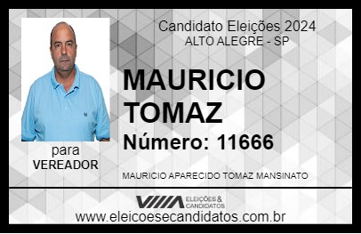 Candidato MAURICIO TOMAZ 2024 - ALTO ALEGRE - Eleições