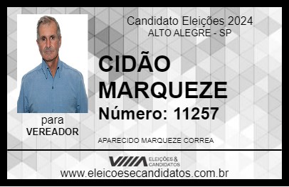 Candidato CIDÃO MARQUEZE 2024 - ALTO ALEGRE - Eleições