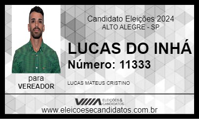 Candidato LUCAS DO INHÁ 2024 - ALTO ALEGRE - Eleições