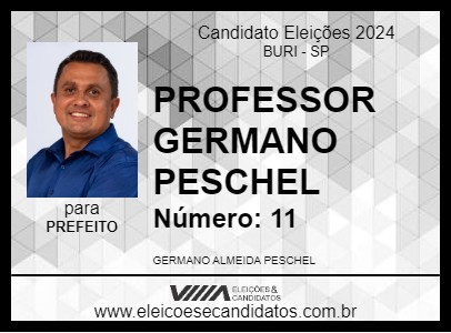 Candidato PROFESSOR GERMANO PESCHEL 2024 - BURI - Eleições