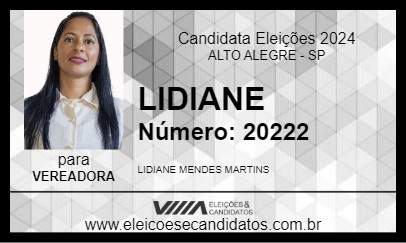 Candidato LIDIANE 2024 - ALTO ALEGRE - Eleições