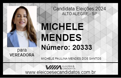 Candidato MICHELE MENDES 2024 - ALTO ALEGRE - Eleições