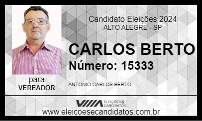 Candidato CARLOS BERTO 2024 - ALTO ALEGRE - Eleições