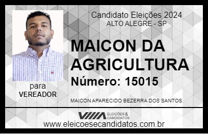 Candidato MAICON DA AGRICULTURA 2024 - ALTO ALEGRE - Eleições