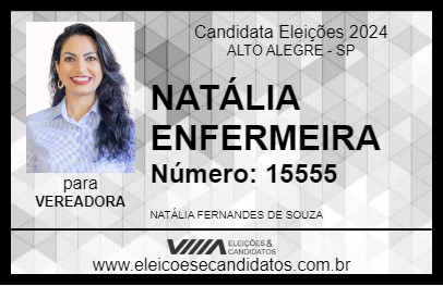 Candidato NATÁLIA ENFERMEIRA 2024 - ALTO ALEGRE - Eleições