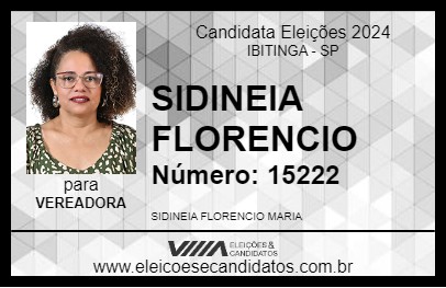 Candidato SIDINEIA FLORENCIO 2024 - IBITINGA - Eleições