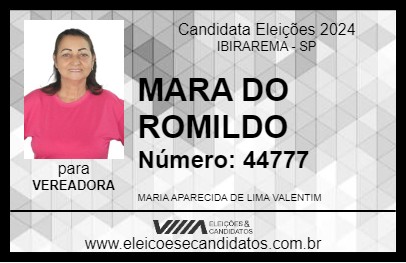 Candidato MARA DO ROMILDO 2024 - IBIRAREMA - Eleições