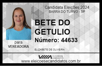 Candidato BETE DO GETULIO 2024 - BARRA DO TURVO - Eleições