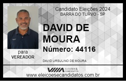 Candidato DAVID DE MOURA 2024 - BARRA DO TURVO - Eleições