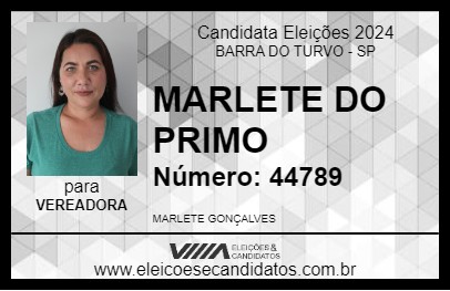 Candidato MARLETE DO PRIMO 2024 - BARRA DO TURVO - Eleições