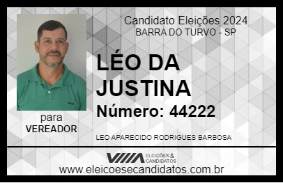 Candidato LÉO DA JUSTINA 2024 - BARRA DO TURVO - Eleições