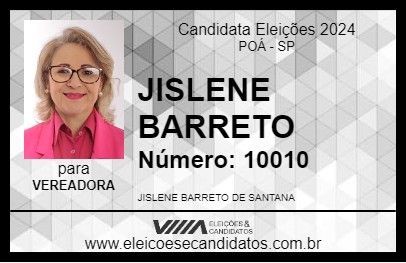 Candidato JISLENE BARRETO 2024 - POÁ - Eleições