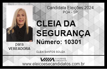 Candidato CLEIA DA SEGURANÇA 2024 - POÁ - Eleições