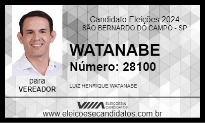 Candidato WATANABE 2024 - SÃO BERNARDO DO CAMPO - Eleições