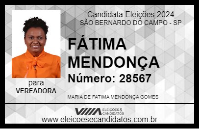 Candidato FÁTIMA MENDONÇA 2024 - SÃO BERNARDO DO CAMPO - Eleições