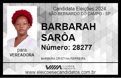 Candidato BARBARAH SARÔA 2024 - SÃO BERNARDO DO CAMPO - Eleições