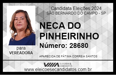 Candidato NECA DO PINHEIRINHO 2024 - SÃO BERNARDO DO CAMPO - Eleições