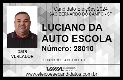 Candidato LUCIANO DA AUTO ESCOLA 2024 - SÃO BERNARDO DO CAMPO - Eleições