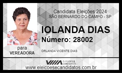 Candidato IOLANDA DIAS 2024 - SÃO BERNARDO DO CAMPO - Eleições