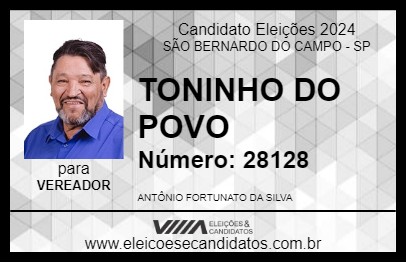 Candidato TONINHO DO POVO 2024 - SÃO BERNARDO DO CAMPO - Eleições