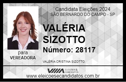 Candidato VALÉRIA SIZOTTO 2024 - SÃO BERNARDO DO CAMPO - Eleições