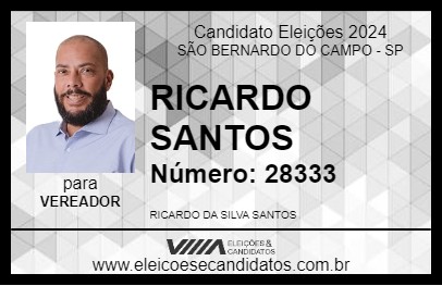 Candidato RICARDO SANTOS 2024 - SÃO BERNARDO DO CAMPO - Eleições