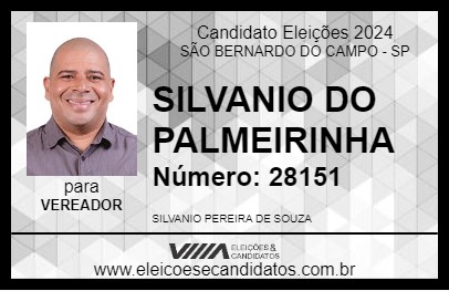 Candidato SILVANIO DO PALMEIRINHA 2024 - SÃO BERNARDO DO CAMPO - Eleições