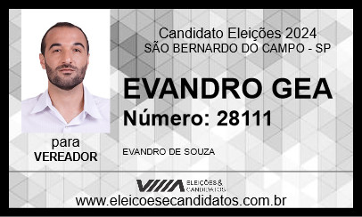 Candidato EVANDRO GEA 2024 - SÃO BERNARDO DO CAMPO - Eleições