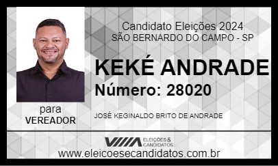 Candidato KEKÉ ANDRADE 2024 - SÃO BERNARDO DO CAMPO - Eleições