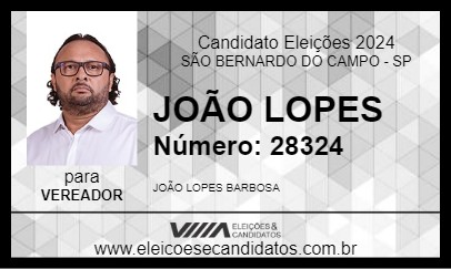 Candidato JOÃO LOPES 2024 - SÃO BERNARDO DO CAMPO - Eleições