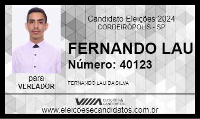 Candidato FERNANDO LAU 2024 - CORDEIRÓPOLIS - Eleições