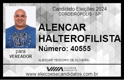 Candidato ALENCAR HALTEROFILISTA 2024 - CORDEIRÓPOLIS - Eleições