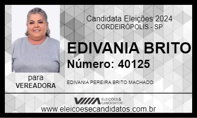 Candidato EDIVANIA BRITO 2024 - CORDEIRÓPOLIS - Eleições