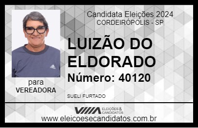 Candidato LUIZÃO DO ELDORADO 2024 - CORDEIRÓPOLIS - Eleições