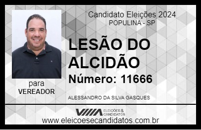 Candidato LESÃO DO ALCIDÃO 2024 - POPULINA - Eleições