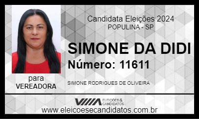 Candidato SIMONE DA DIDI 2024 - POPULINA - Eleições