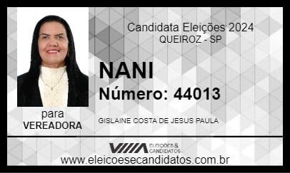 Candidato NANI 2024 - QUEIROZ - Eleições