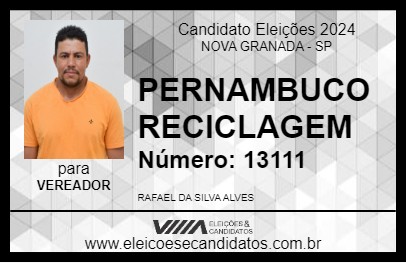 Candidato PERNAMBUCO RECICLAGEM 2024 - NOVA GRANADA - Eleições