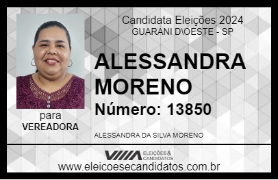 Candidato ALESSANDRA MORENO 2024 - GUARANI D\OESTE - Eleições