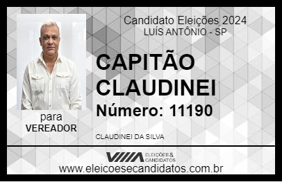 Candidato CAPITÃO CLAUDINEI 2024 - LUÍS ANTÔNIO - Eleições