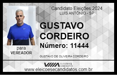 Candidato GUSTAVO CORDEIRO 2024 - LUÍS ANTÔNIO - Eleições