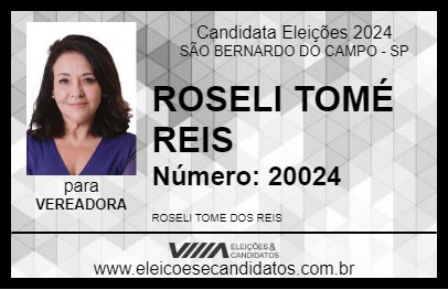 Candidato ROSELI TOMÉ REIS 2024 - SÃO BERNARDO DO CAMPO - Eleições