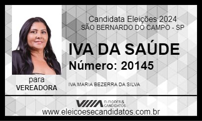 Candidato IVA DA SAÚDE 2024 - SÃO BERNARDO DO CAMPO - Eleições