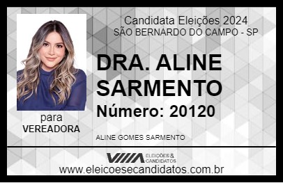 Candidato DRA. ALINE SARMENTO 2024 - SÃO BERNARDO DO CAMPO - Eleições