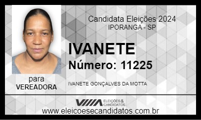 Candidato IVANETE 2024 - IPORANGA - Eleições