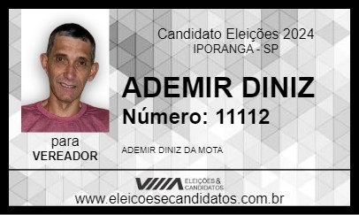 Candidato ADEMIR DINIZ 2024 - IPORANGA - Eleições