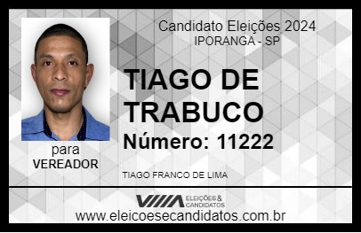 Candidato TIAGO DE TRABUCO 2024 - IPORANGA - Eleições