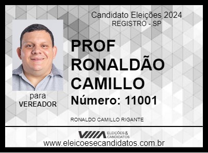 Candidato PROF RONALDÃO CAMILLO 2024 - REGISTRO - Eleições