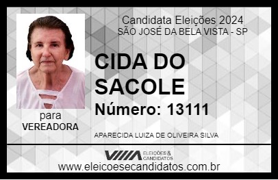 Candidato CIDA DO SACOLE 2024 - SÃO JOSÉ DA BELA VISTA - Eleições